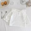 Ropa para niños primavera y otoño bebé camiseta básica blanca encaje solapa grande camiseta de bebé niña suave transpirable top para niña