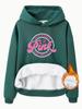 Suéter con capucha y forro polar para mujer, estilo independiente de eBay, para otoño e invierno, disponible en stock, color rosa, informal, combinable, de manga larga para mujer.