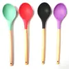 Juego de Utensilios de Cocina Mango de Madera Espátula de Silicona Cuchara de Cocina Antiadherente Cuchara de Silicona para Hornear