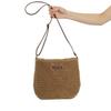 Handmade palha tecido casual all-match moda simples pequeno couro marca Crossbody Bag