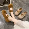 Zapatos Mary Jane de una tira para mujer, Nuevo estilo Primavera 2026, Adecuados para faldas, Planos dulces de punta redonda, Estilo Birkenstock de boca poco profunda retro
