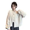 Sudadera de Manga Larga Monoprenda de Color Sólido para Mujer, Holgada, Ajustada y Cubridora de Carne, Estilosa para Estudiante, Versátil, Top de Chaqueta Corta Estilo Occidental