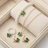 Joyería de mariposa con perlas de moda transfronteriza, traje de aceite, pulsera de perlas de mariposa, pendientes, collar, joyería para niña, venta al por mayor