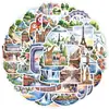 50 Adesivos de Grafite de Viagem Europeia para Copo d'Água, Computador, Celular, Adesivos Decorativos à Prova d'Água, Adesivos Criativos de Viagem, Atacado