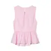 Marca Z Popular Falda Corta Top para Mujer con Dobladillo de Nudo Estilo Hebilla Ins Decoración Celebridad de Internet Transfronterizo Sin Mangas Estilo Europeo y Americano Rosa Za