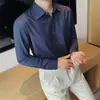 Camisa de verano para hombre de fibra de bambú antiarrugas sin planchar, cuello de una línea, botones ocultos, manga larga, fina, para ir al trabajo