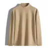 Camiseta Interior de Terciopelo Doble Cara de Cuello Alto Medio para Hombre, Camiseta de Manga Larga para Otoño e Invierno, Capa Interior Amigable con la Piel, Top Cálido Doble Cepillado
