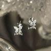 S999 Sterling Prata Luz Luxo Zircon Brincos Borboleta Doce Bonito Requintado Brincos Pequenos Fonte Fábrica Atacado