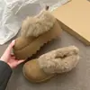 Zapatos Birkenstock Casuales Retro para Niña Otoño Invierno Gamuza Suela Gruesa Plataforma Slip-on Cálidos Felpa Algodón Peludo Zapatos