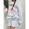 Marca Nacional de Moda Esportiva Casual Celebridade da Internet Estilo Pequeno Chanel Sexy Gola Redonda Moletom Roupas Femininas Top sem Capuz Peça Externa Estampada