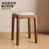 Taburete de Madera Maciza para Uso Doméstico, Banco Apilable con Cojín Suave, Taburete Bajo de Madera para Sala de Estar, Taburete Cuadrado Pequeño Moderno Simple, Silla para Mesa de Comedor