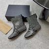 Botines Bajos Planos para Mujer Remaches de Pedrería Malla Comercio Exterior Botas para Mujer Moda Europea y Americana Talla Grande Punta Redonda Hebilla de Cinturón Zapatos Individuales