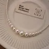 Collar de perlas degradadas grande y pequeño, cadena para la clavícula de lujo ligero de nicho para mujer 2026, accesorio de cadena para suéter, cadena de sonrisa