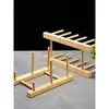 Suporte de Armazenamento de Prateleira de Isolamento Térmico para Cozinha Suporte para Copos Prato de Bambu Nano Prateleira de Drenagem de Bambu Prateleira de Pratos Prateleira para Copos e Pratos