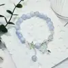 Pulsera de Cuentas de Vidrio Degradado Estilo Chino para Mujer, Pulsera Fresca y Dulce con Colgante de Mariposa, Joyería de Puesto de Mercado Nocturno, Regalo para Mejor Amiga