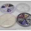 Caja de Almacenamiento Popular Transparente con Categorías Redonda de Flores Secas de 6 Compartimentos con Pedrería para Joyería, Arte de Uñas y Puntas de Uñas, Estilo Francés