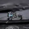 Novo Anel de Arma de Fogo Fashion Transfronteiriço Huajie Temu com Pedra Azul Marinho Inlaid Joia de Noivado Europeia e Americana Ins para Mulheres