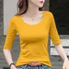Camiseta Blanca de Manga Media para Mujer, Ajustada, Mangas Tres Cuartos, Nueva Camiseta Básica Primavera y Otoño 2025, Top de Manga Tres Cuartos