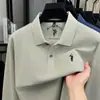 Suministro Directo de Fábrica Logo de Pony Camisa Polo 100% Algodón Merceizado para Hombre de Gama Alta Bordada Solapa Holgada Manga Larga Camiseta para Hombre