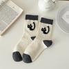 Suxinaimin Meias de Outono e Inverno Femininas Ins Design de Nicho Japonês Moderno Flocking Bonito Pequeno Animal Meias de Tubo Médio