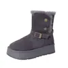 Botas de algodón de caña corta de dos usos 2026 hebilla de cuero de invierno suela gruesa con terciopelo cálidas botas cortas botas de nieve moda para mujer abatibles