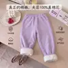 Pantalones para niños para otoño e invierno, pantalones de pijama acolchados de color liso para niños, pantalones largos para niñas, pantalones de casa para bebé, pantalones de algodón para niños pequeños nuevos