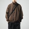 Chaqueta a rayas para hombre, cuello vertical, estilo japonés, vintage, para trabajo, primavera y otoño, holgada, informal, combinable, moderna.