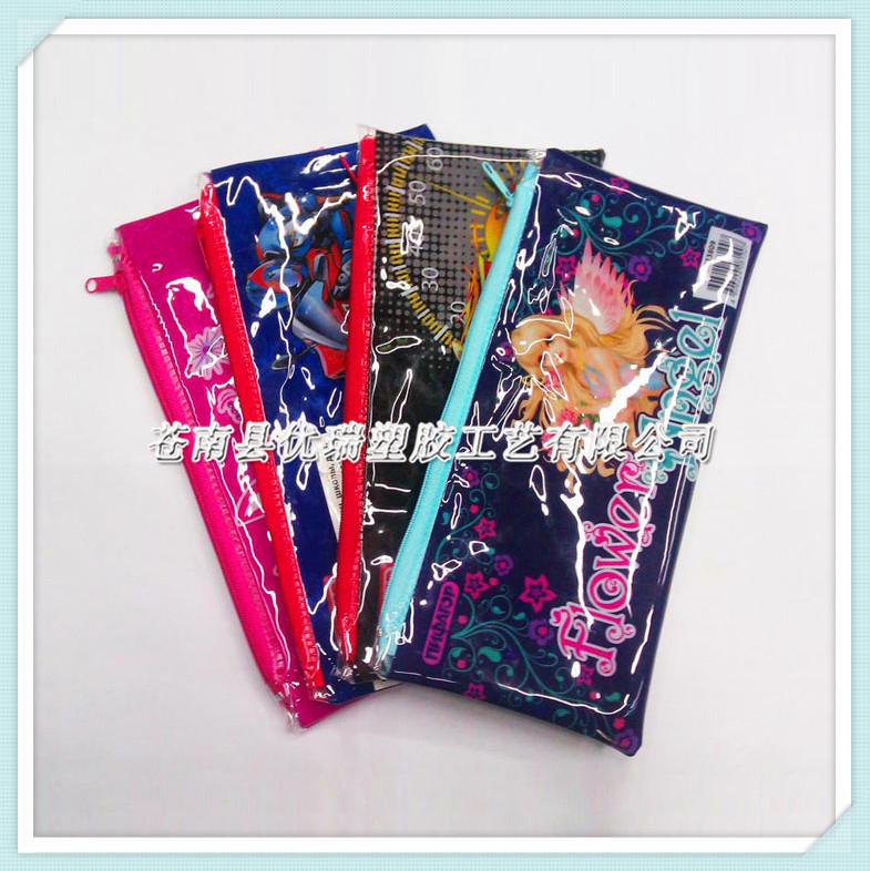 供应创意卡通笔袋 彩印PVC塑料拉链笔袋 大容量塑料PVC无