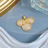 [Oro Real de Cobre] Oso con Lazo Comercio Exterior Transfronterizo DIY Joyería Hecha a Mano Cobre Zirconio Microincrustado Accesorios de Colgante