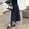 [Lã de Acetato] Saia Plissada e Saia de Design Simples e Elegante para Mulheres Outono e Inverno Saia Longa de Lã