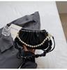 Bolsa Pequena para Mulheres 2025 Novo Estilo Coreano Bolsa de Ombro Transversal Moda Bolsa Nuvem Bolsa de Mão Plissada com Pérolas Bolsa de Braço Tendência