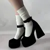 Zapatos de Tacón Alto Sexys para Chicas Calientes, Zapatos Mary Jane de Tacón Grueso, Zapatos de Plataforma Impermeables de Talla Grande Barbie para Mujer, Nuevo Modelo 2025