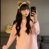 240g Pijama Derong Outono e Inverno Coreano Cor Pura Ins Simples Preguiçoso Casual Usável Quente Gola Redonda Roupa de Casa