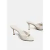 Sandalias de Tacón Alto con Lazada Estilo Francés y Punta Abierta de Talla Grande para Mujer, Nuevo Modelo 2026, Versátiles y Elegantes para Uso al Aire Libre y para Ir al Trabajo
