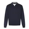 Suéter de Tricô Solto Yidao Vintage 2026 Outono Novo Estilo Japonês Tendência Gola Gaivota Falso Duas Peças Patchwork para Homens