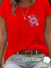 Aliexpress Transfronterizo Jit Venta al por Mayor 2026 Nueva Camiseta Casual de Moda Floral Colorida 2D Cuello Redondo Manga Corta Algodón Puro