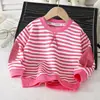 Sudadera Rayada Nueva para Niños 2026, Top Unisex de Cuello Redondo y Manga Larga con Protección en los Codos, Camiseta Básica Versátil para Bebés en Primavera y Otoño