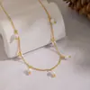 Collar Cruzado Europeo y Americano de Conchas, Perlas y Perlas de Mijo para Niñas, Acero de Titanio de Gama Alta, Nicho, Versátil, Chapado en Oro de 18K