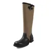 2026 Nuevas Botas de Media Pantorrilla Estilo Retro con Hebilla para Mujer, Botas Vaqueras de Invierno Negras con Punta Redonda y Tacón Medio, Cuero Estilo Retro