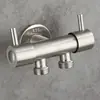 Grifo de Pistola de Agua Fría Única de Acero Inoxidable 304 con Doble Manija y Doble Control para Lavadora, Grifo de Apertura Rápida