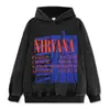 Camiseta de Manga Corta Nirvana Band Streetwear Peso Pesado Lavada Estampado Retro Hombro Caído Unisex