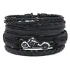 Joyería Popular Europea y Americana Más Vendida Creativo Set de Cuatro Piezas Pulsera Retro de Cuero Accesorios Decorativos Personalizados de Aleación para Motocicleta