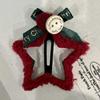 Horquilla vintage de estrella de peluche roja con flequillo lateral, accesorio para el pelo de Año Nuevo, tocado navideño, horquilla rota de estilo occidental.