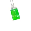 Colar com Pingente de Calcedônia Verde Gelo de Alta Qualidade Banhado a Prata com Incrustação Pedra Gema Ágata Verde Jade Contas da Fortuna