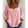 2026 Novo Verão Feminino Estampa Floral 3 Botões Elegante Solto Gola Larga Top para Amazon Europeia e Americana Transfronteiriça
