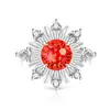Anel Crisântemo Colorido com Pedra Preciosa e Diamante de Alto Carbono para Mulheres, Super Brilhante Anel Girassol Corte Fogos de Artifício, Transmissão ao Vivo, Dropshipping