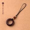 Cadena para teléfono móvil con hebilla de anillo de sándalo y palisandro de ébano, llavero para hombre y mujer, cordón antipérdida para teléfono móvil, bolsa con disco U, regalo colgante