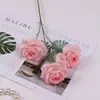 Flores Artificiales con 3 Cabezas, Rosas de Diamante, Flores de Seda para Decoración del Hogar, Arreglos para Mesa de Café de Sala, Decoraciones para Mesa de Comedor, Fondo de Flores Falsas para Bodas