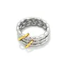 Hebilla de Anillo de Acero Inoxidable 304 Europea y Americana de Dos Tonos para Mujer Nicho Lujo Ligero Sensación de Alta Gama Anillo de Acero de Titanio Sencillo No se Desvanece