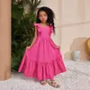 Nueva Ropa de Verano Estilo Coreano para Niñas con Cuello Cuadrado Dulce y Elegante, Mangas Cortas Volantes y un Toque de Lujo, con Espalda Descubierta y Cintura Ceñida